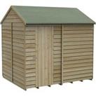 Forest Garden 8 x 6ft 4Life Reverse Apex Overlap Pressure Treated Windowless Shed with Base