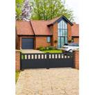 Readymade Black Aluminium Flat Top Double Swing Partial Privacy Driveway Gate - 3000 x 1000mm