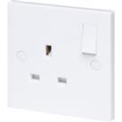 Wickes Square Edge 13A 1 Gang Single Switched Socket - White - Pack of 5