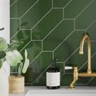 Wickes Boutique Clover Green Gloss Ceramic Wall Tile - 300 x 100mm