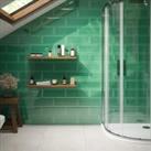 Wickes Boutique Camden Thyme Green Gloss Ceramic Wall Tile - 150 x 400mm - Pack of 17