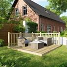 Power Timber Decking Kit Handrails on Two Sides - 3 x 3m