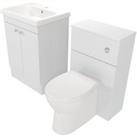 Deccado Benham Bright White 600mm Freestanding Vanity & 500mm Toilet Pan Unit with Basin Modular
