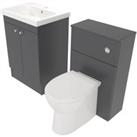 Deccado Benham Charcoal Grey 600mm Freestanding Vanity & 500mm Toilet Pan Unit with Basin Modula