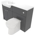 Deccado Benham Charcoal Grey Left Hand 1200mm Fitted Vanity & Toilet Pan Unit Combination with L