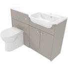 Deccado Benham Soft Suede Right Hand 1200mm Fitted Vanity & Toilet Pan Unit Combination with Right Hand Basin