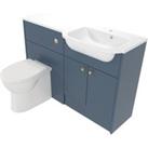 Deccado Benham Juniper Blue Right Hand 1200mm Fitted Vanity & Toilet Pan Unit Combination with Right Hand Basin