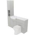 Deccado Benham Whisper Grey Left Hand 1500mm Fitted Tower, Vanity & Toilet Pan Unit Combination with Left Hand Basin