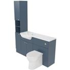 Deccado Benham Juniper Blue Left Hand 1500mm Fitted Tower, Vanity & Toilet Pan Unit Combination with Left Hand Basin