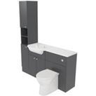 Deccado Benham Charcoal Grey Left Hand 1500mm Fitted Tower, Vanity & Toilet Pan Unit Combination