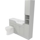 Deccado Benham Whisper Grey Right Hand 1500mm Fitted Tower, Vanity & Toilet Pan Unit Combination