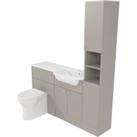 Deccado Benham Soft Suede Right Hand 1500mm Fitted Tower, Vanity & Toilet Pan Unit Combination with Right Hand Basin
