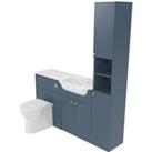 Deccado Benham Juniper Blue Right Hand 1500mm Fitted Tower, Vanity & Toilet Pan Unit Combination with Right Hand Basin