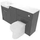 Deccado Benham Charcoal Grey Left Hand 1500mm Fitted Vanity & Toilet Pan Unit Combination with Left Hand Basin