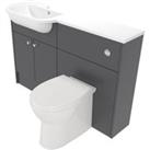 Deccado Benham Charcoal Grey Left Hand 1200mm Slimline Fitted Vanity & Toilet Pan Unit Combination with Left Hand Basin