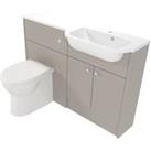 Deccado Benham Soft Suede Right Hand 1200mm Slimline Fitted Vanity & Toilet Pan Unit Combination with Right Hand Basin