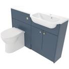 Deccado Benham Juniper Blue Right Hand 1200mm Slimline Fitted Vanity & Toilet Pan Unit Combinati
