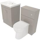 Deccado Padworth Soft Suede 600mm Freestanding Vanity & 500mm Toilet Pan Unit with Basin Modular