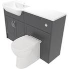 Deccado Padworth Charcoal Grey Left Hand 1200mm Fitted Vanity & Toilet Pan Unit Combination with Left Hand Basin