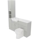 Deccado Padworth Whisper Grey Left Hand 1500mm Fitted Tower, Vanity & Toilet Pan Unit Combination with Left Hand Basin