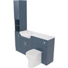 Deccado Padworth Juniper Blue Left Hand 1500mm Fitted Tower, Vanity & Toilet Pan Unit Combination with Left Hand Basin