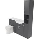 Deccado Padworth Charcoal Grey Right Hand 1500mm Fitted Tower, Vanity & Toilet Pan Unit Combination with Right Hand Basin
