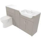 Deccado Padworth Soft Suede Right Hand 1500mm Fitted Vanity & Toilet Pan Unit Combination with Right Hand Basin