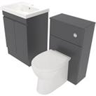 Deccado Clifton Charcoal Grey 600mm Freestanding Vanity & 500mm Toilet Pan Unit with Basin Modul