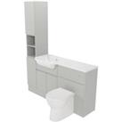 Deccado Clifton Whisper Grey Left Hand 1500mm Fitted Tower, Vanity & Toilet Pan Unit Combination with Left Hand Basin
