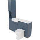 Deccado Clifton Juniper Blue Left Hand 1500mm Fitted Tower, Vanity & Toilet Pan Unit Combination