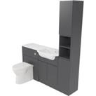 Deccado Clifton Charcoal Grey Right Hand 1500mm Fitted Tower, Vanity & Toilet Pan Unit Combination with Right Hand Basin