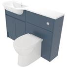 Deccado Clifton Juniper Blue Left Hand 1200mm Slimline Fitted Vanity & Toilet Pan Unit Combination with Left Hand Basin