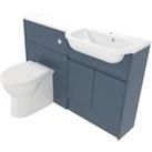 Deccado Clifton Juniper Blue Right Hand 1200mm Slimline Fitted Vanity & Toilet Pan Unit Combination with Right Hand Basin