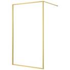 Nexa By Merlyn 8mm Brushed Brass Framed Wet Room Shower Screen with 1m Bracing Bar - 2015 x 800mm