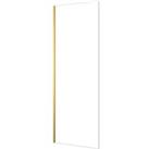 Nexa By Merlyn 8mm Brushed Brass Frameless Fixed Square Panel Bath Screen - 1500 x 800mm
