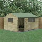 Forest Garden Beckwood Reverse Apex Shiplap Pressure Treated Double Door Shed - 15 x 10ft