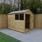 Forest Garden Beckwood Apex Shiplap Pressure Treated Double Door Shed with Base - 6 x 8ft