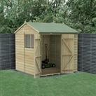 Forest Garden Beckwood Reverse Apex Shiplap Pressure Treated Double Door Shed with Base - 7 x 7ft