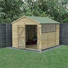 Forest Garden Beckwood Apex Shiplap Pressure Treated Double Door Shed with Base - 8 x 10ft