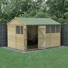 Forest Garden Beckwood Reverse Apex Shiplap Pressure Treated Double Door Shed with Base - 12 x 8ft