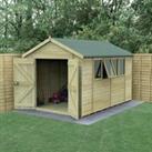 Forest Garden Timberdale Apex Tongue & Groove Pressure Treated Double Door Shed with Base & 