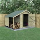 Forest Garden Timberdale Apex Tongue & Groove Pressure Treated Windowless Shed & Log Store -