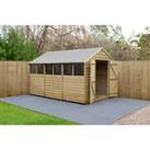 Forest Garden 4LIFE Apex Overlap Pressure Treated Double Door Shed with Assembly - 8 x 12ft