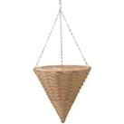 Smart Garden Mocha Faux Rattan Cone Hanging Basket - 14in