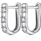 Zircon Gemstone Huggies Earrings - Silver