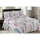 3Pc Quilted Patchwork Bedspread Set - 2 Sizes & 12 Colours! - Grey