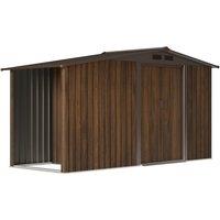 4x8FT Metal Garden Storage Shed with Dual Compartments & Log Storage