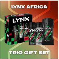 LYNX Africa Trio Gift Set for Men - Body Wash, Body Spray & Antiperspirant, 3-Piece Grooming Kit