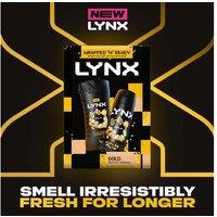 LYNX Gold Duo Gift Set for Men - Body Wash & Body Spray, Oud Wood & Vanilla Scent, 2-Piece Grooming Kit
