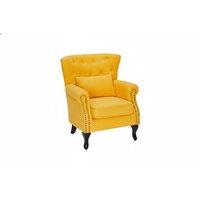 Vintage Yellow Armchair with Lumbar Cushion